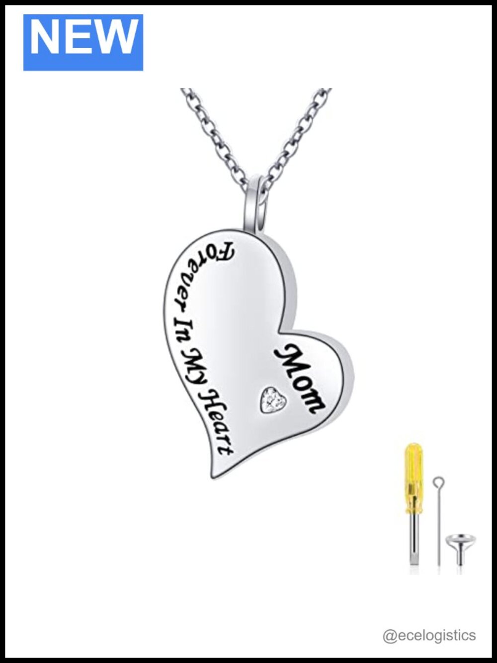 925 Sterling Silver Heart Cremation Urn Necklace Engraved Forever In My Heart